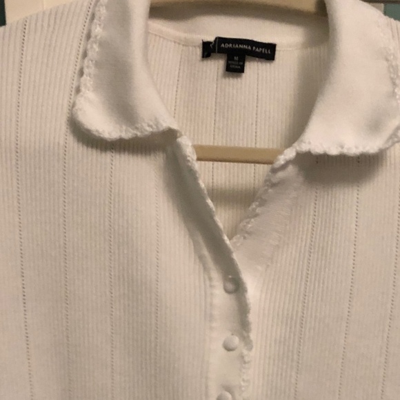 Knit Top Pointelle White sz Medium - Picture 4 of 6